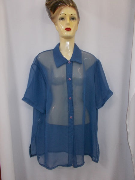 Surchemise en voilage bleu - Femme - Réf 6326