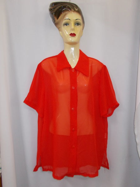 Surchemise Vintage rouge Femme - Taille unique - Réf 6328