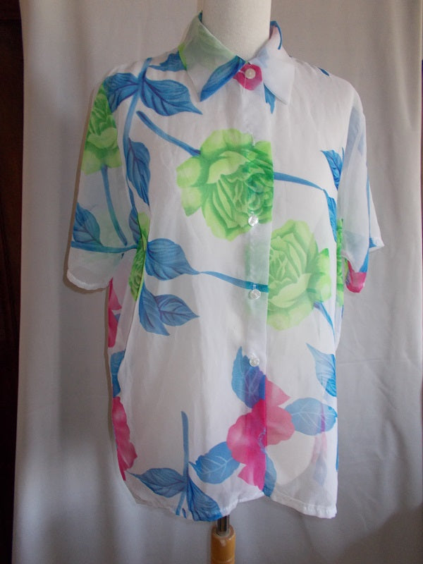 Surchemise Vintage à fleurs - Femme - Taille unique - Réf 7190